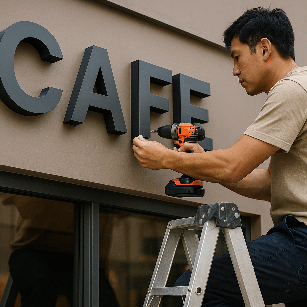 Memasang Huruf Timbul